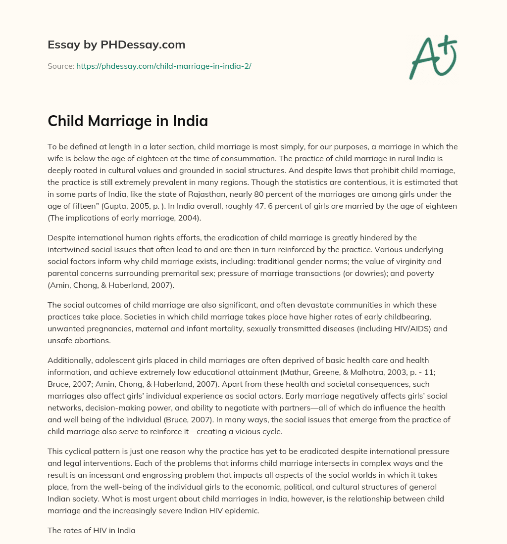 short case study on child marriage in india