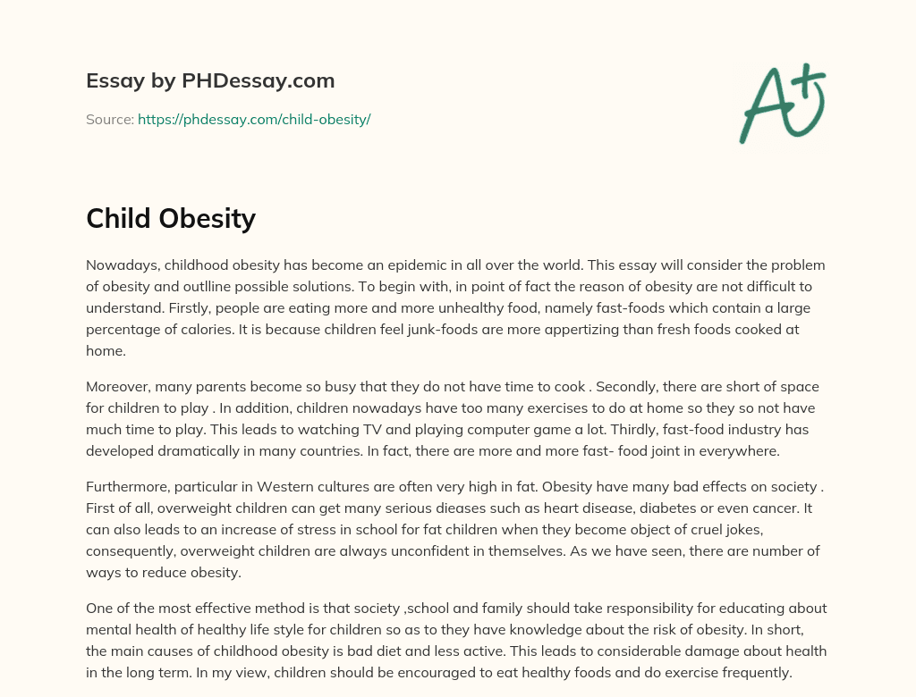 obesity essay 300 words