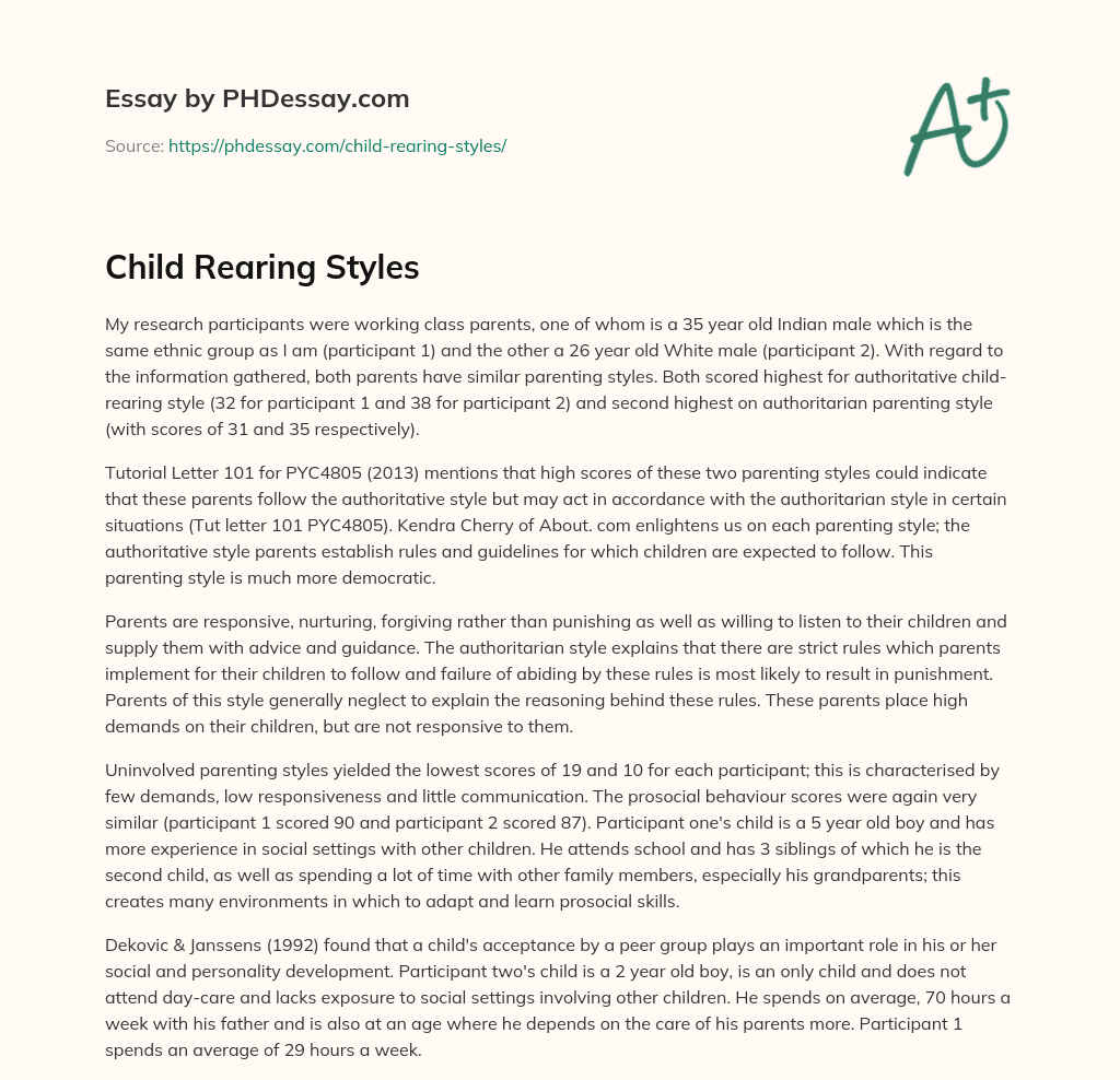 essay about child rearing