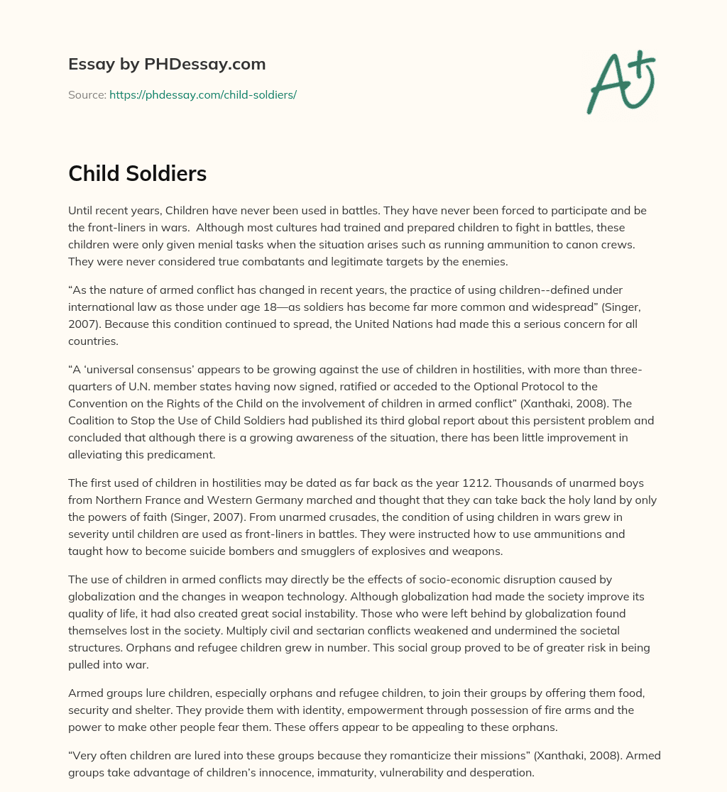 Child Soldiers essay