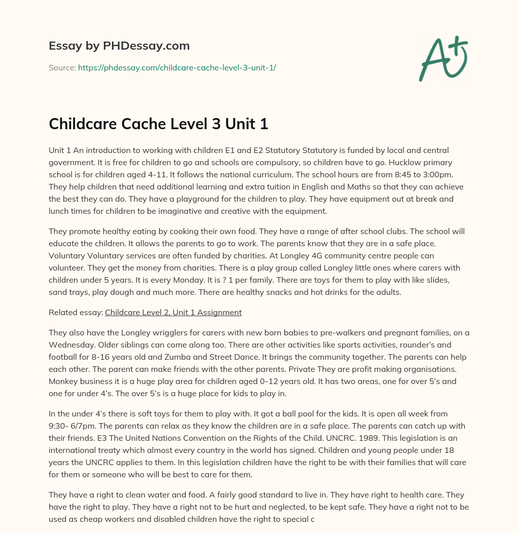 childcare course assignment