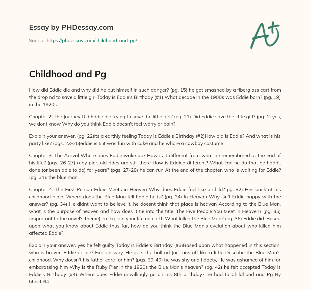 Childhood and Pg essay
