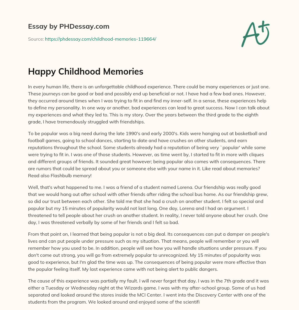 Happy Childhood Memories essay