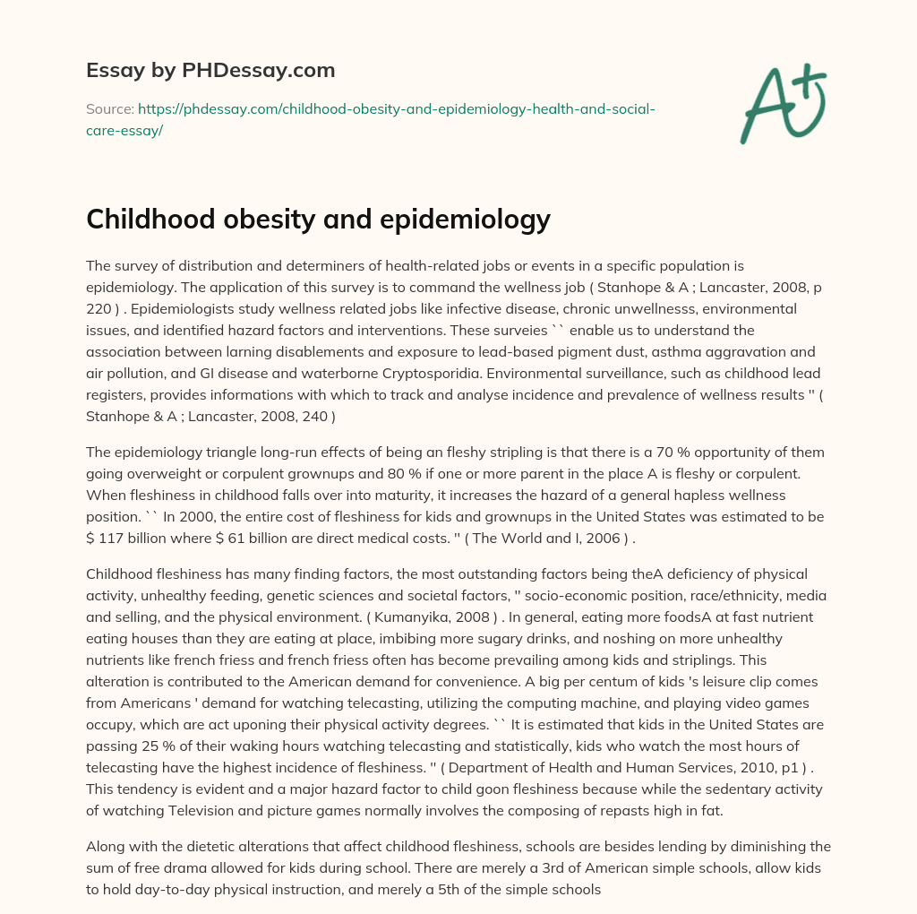 Childhood obesity and epidemiology essay