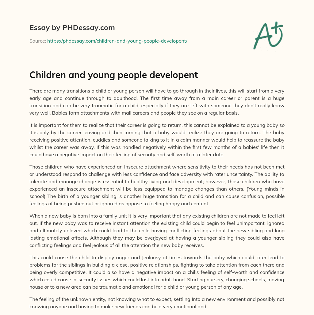 Children and young people developent essay