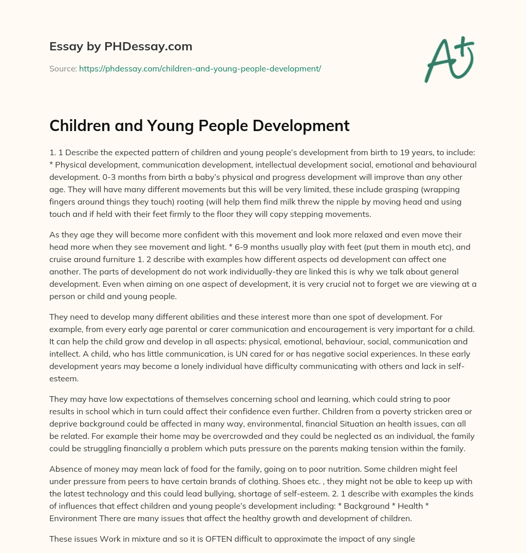 Children and Young People Development essay