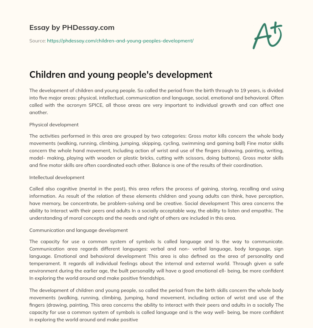 Children and young people’s development essay