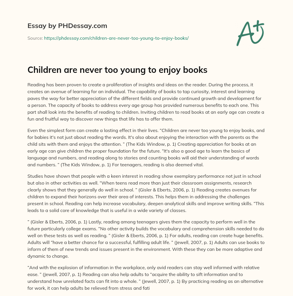 Children are never too young to enjoy books essay