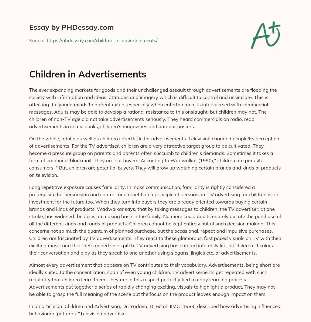 Children in Advertisements essay