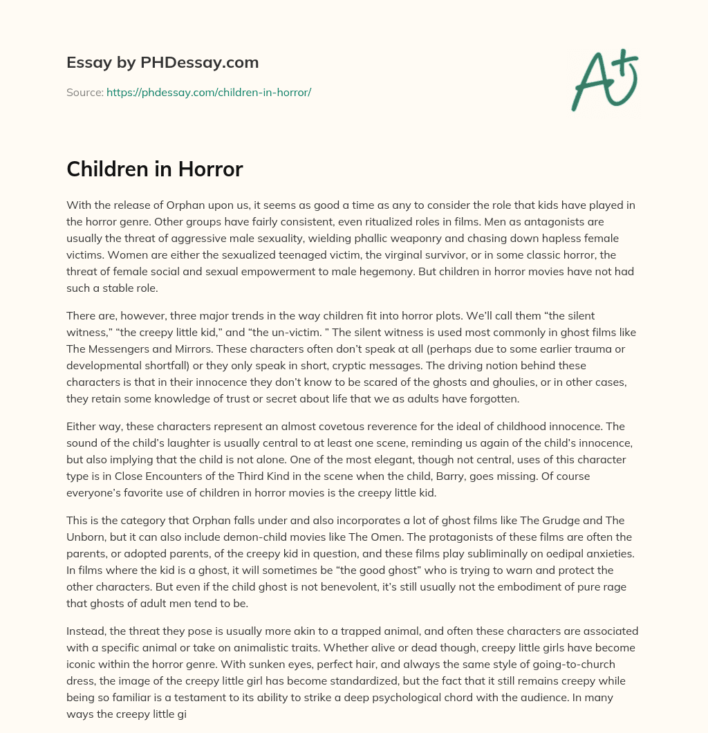Children in Horror essay