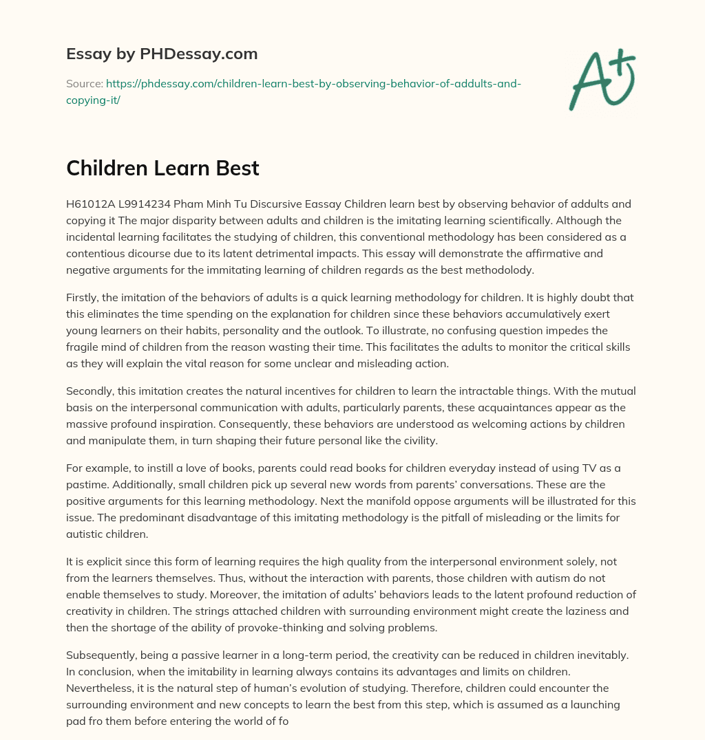 Children Learn Best essay