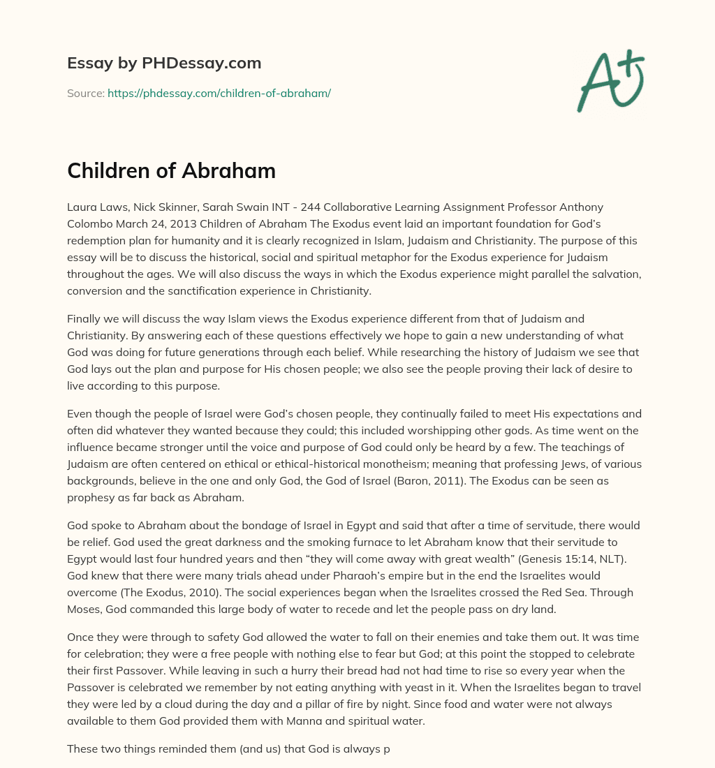 Children of Abraham essay