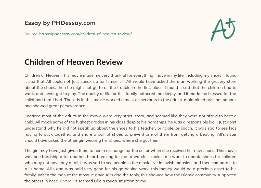Children of Heaven Review essay