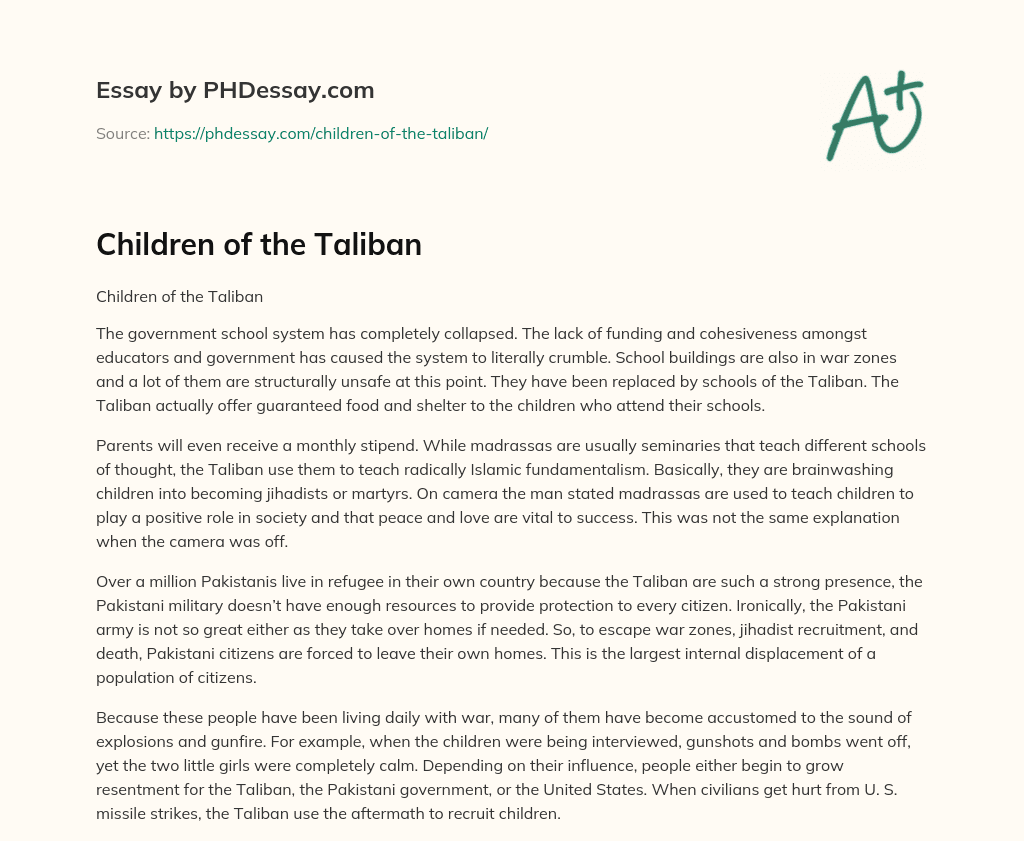 Children of the Taliban essay