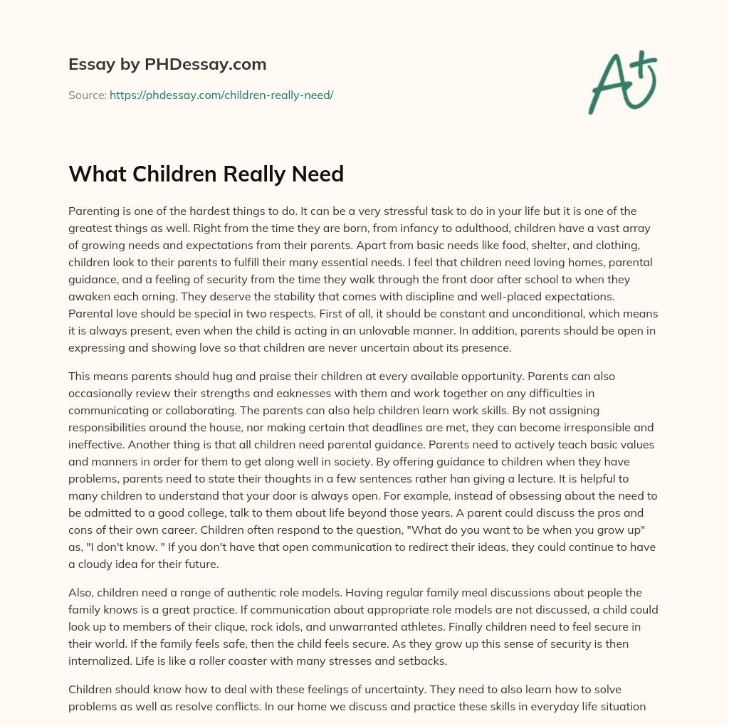 What Children Really Need essay