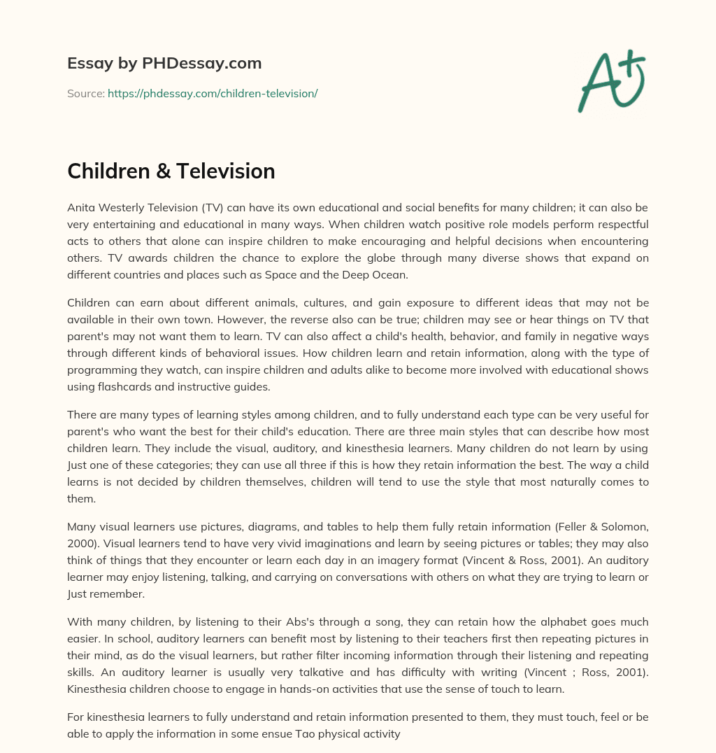 Children & Television essay
