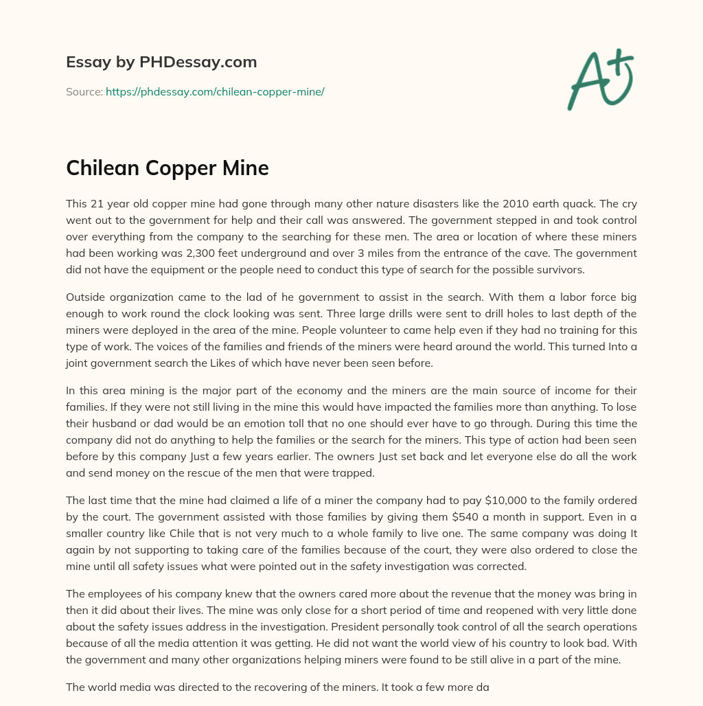 Chilean Copper Mine essay