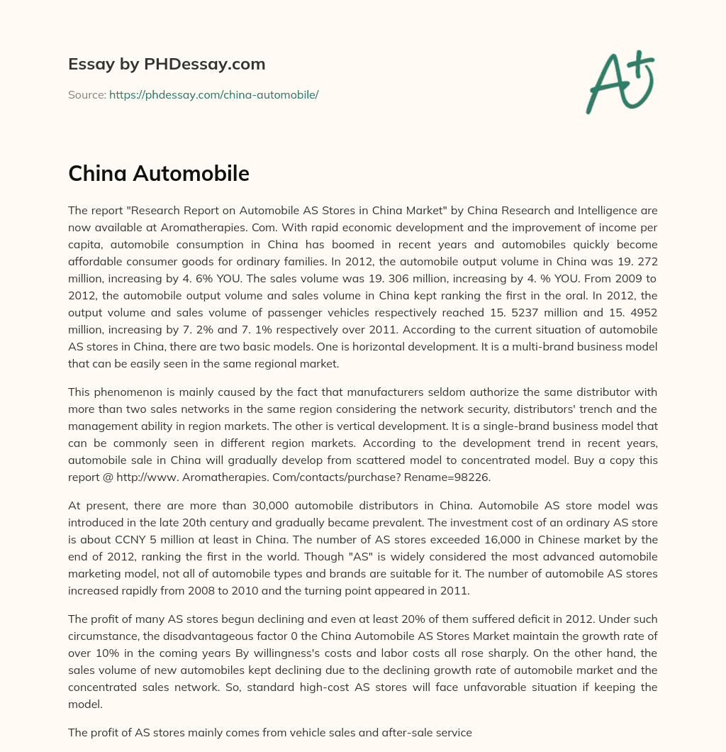 China Automobile essay