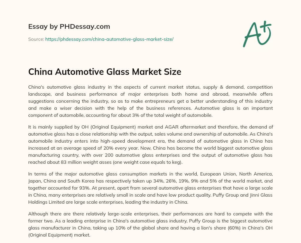 China Automotive Glass Market Size essay