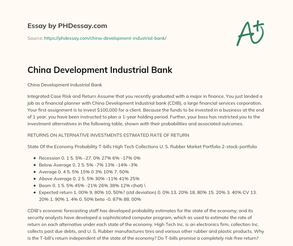 China Development Industrial Bank essay