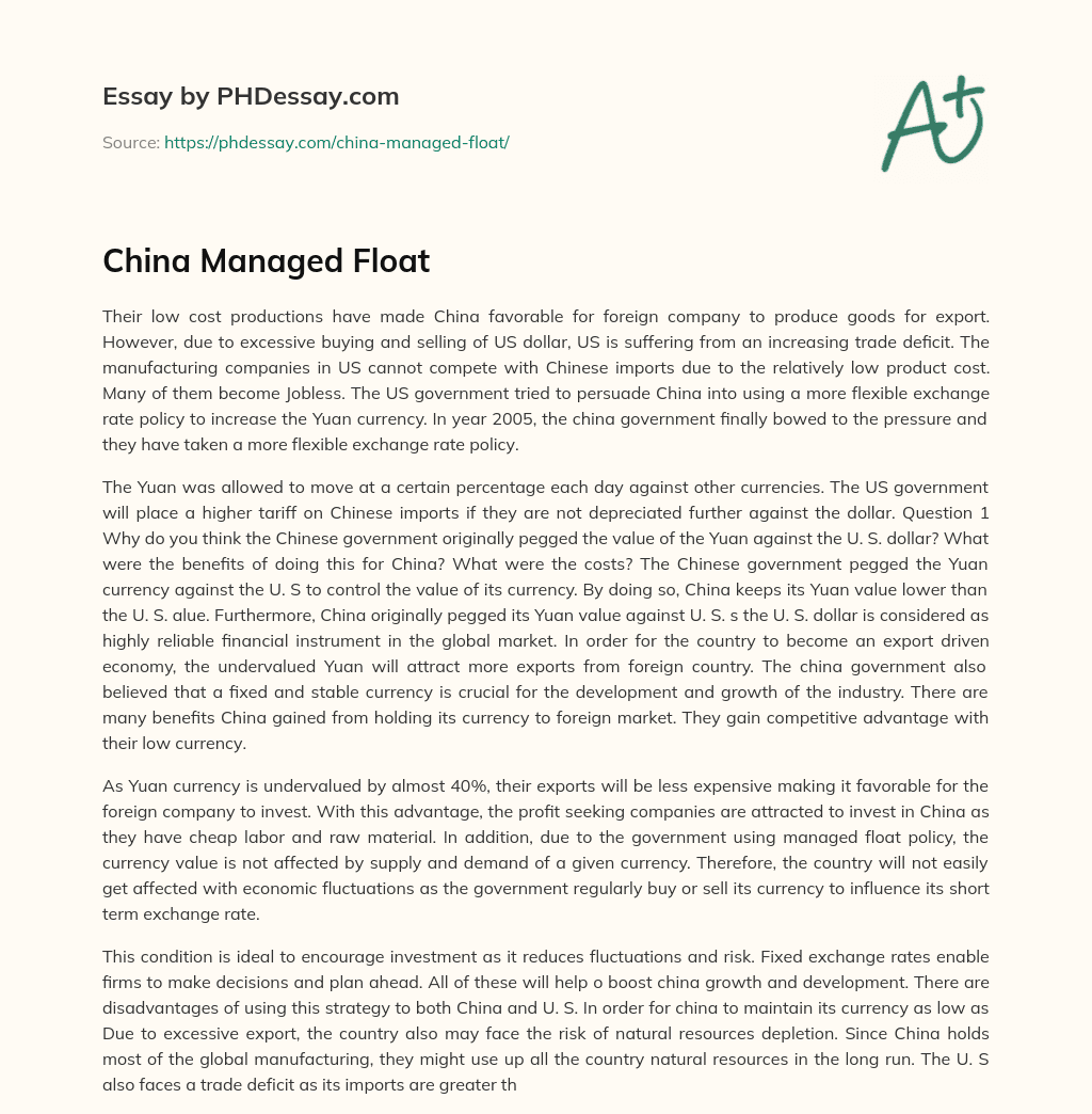 China Managed Float essay
