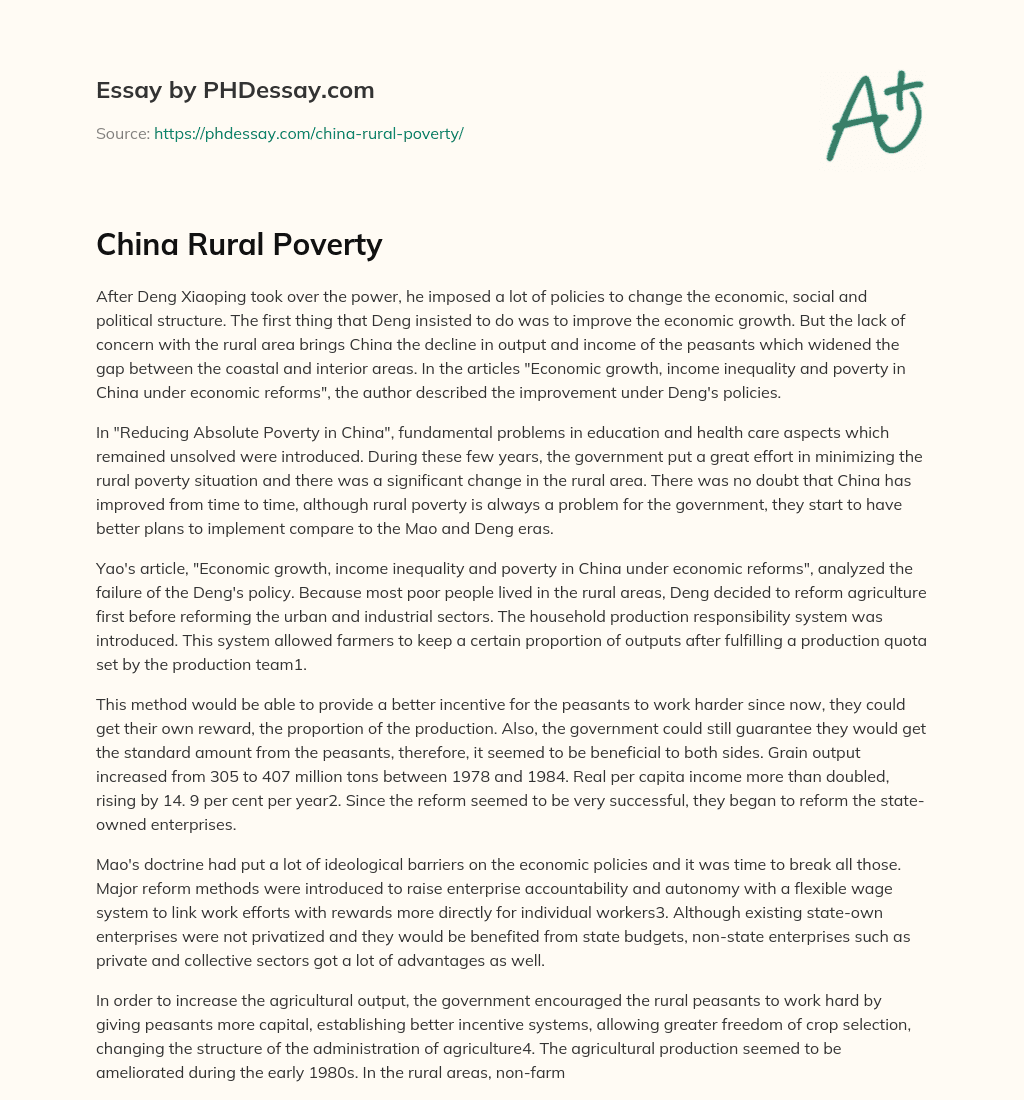 China Rural Poverty essay