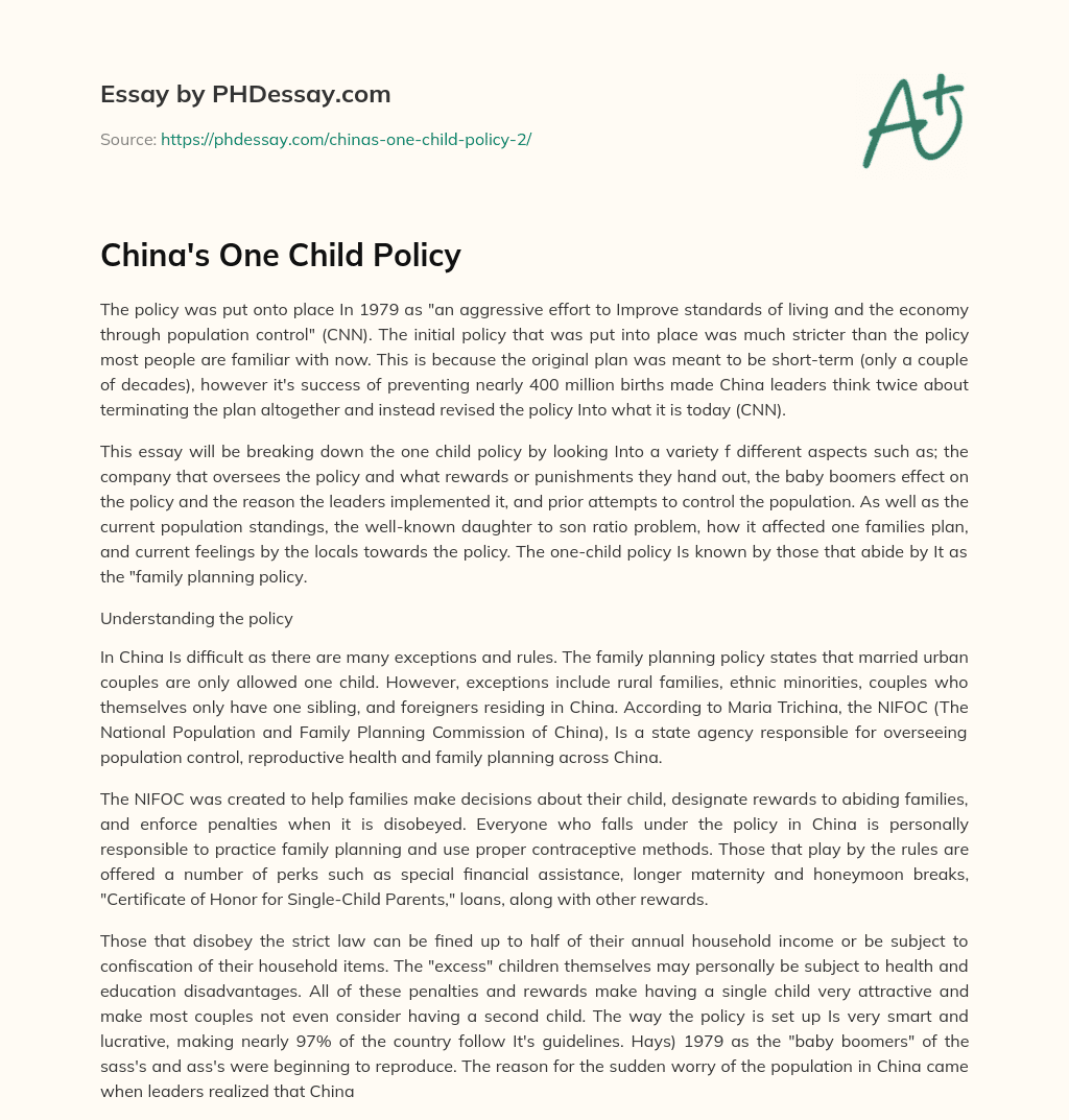 one child policy china essay