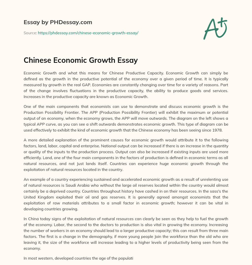 Chinese Economic Growth Essay essay