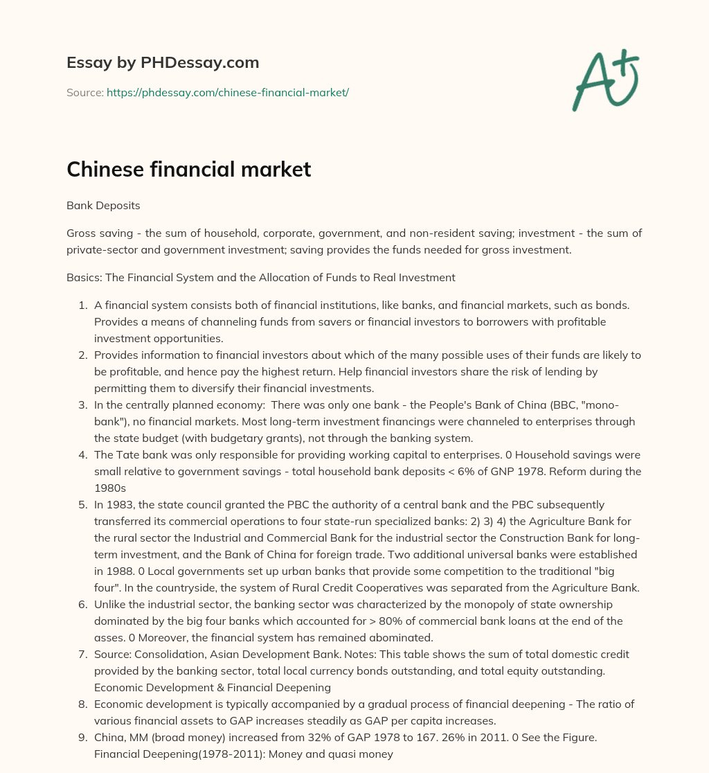 Chinese financial market essay