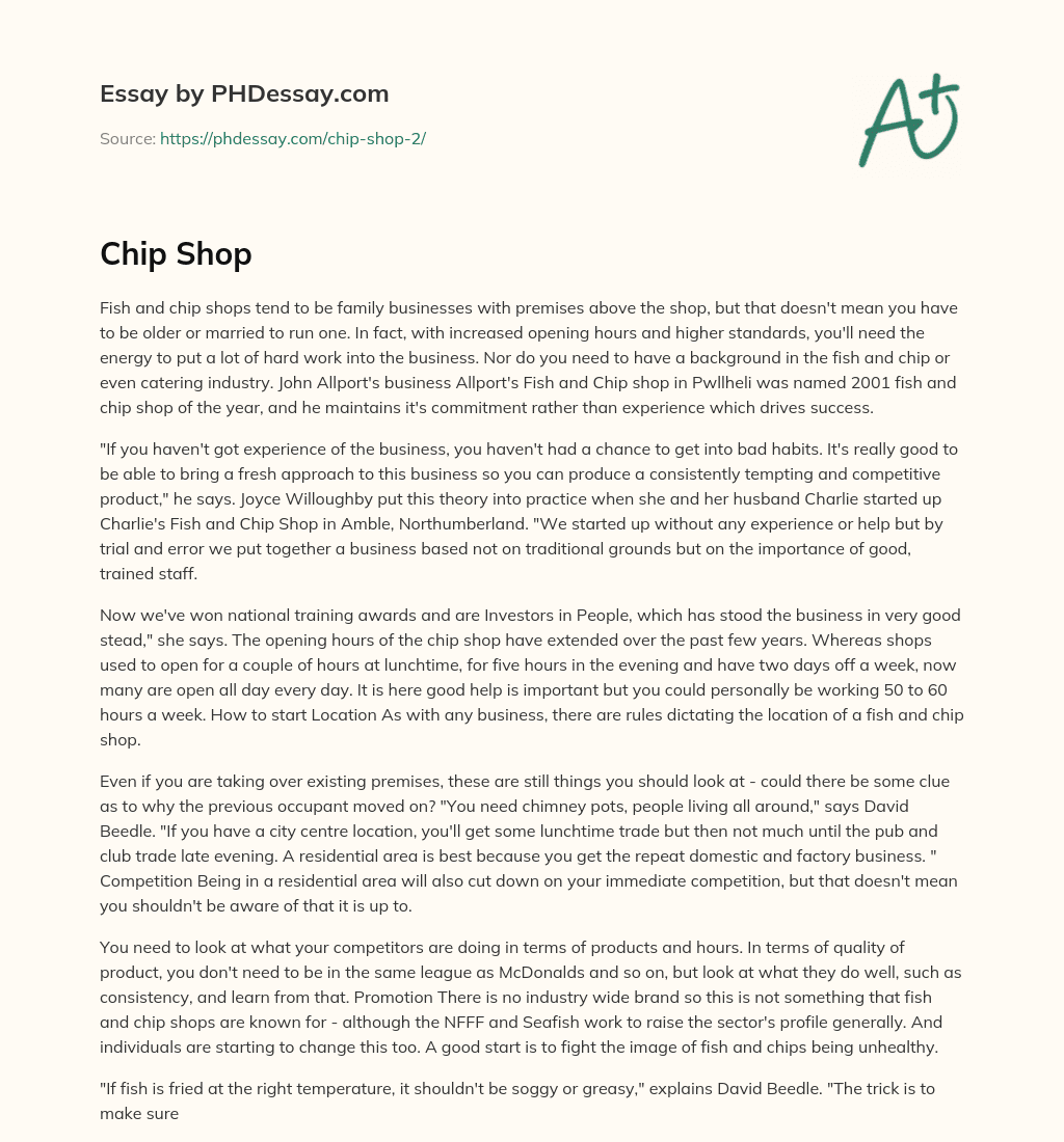 Chip Shop essay