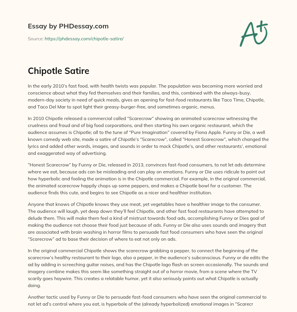 Chipotle Satire essay