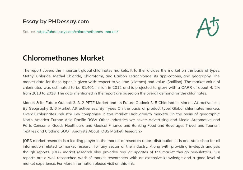 Chloromethanes Market essay