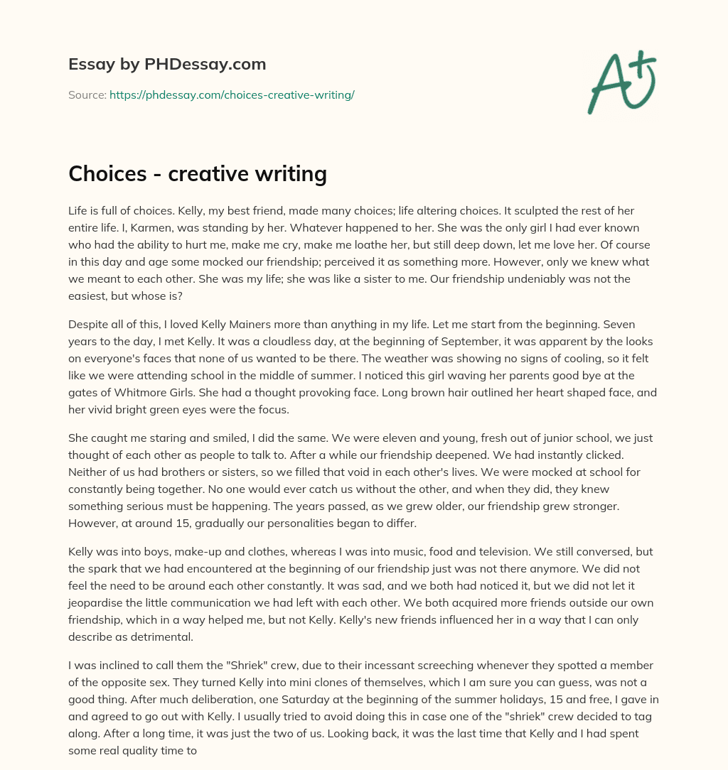 Choices – creative writing essay