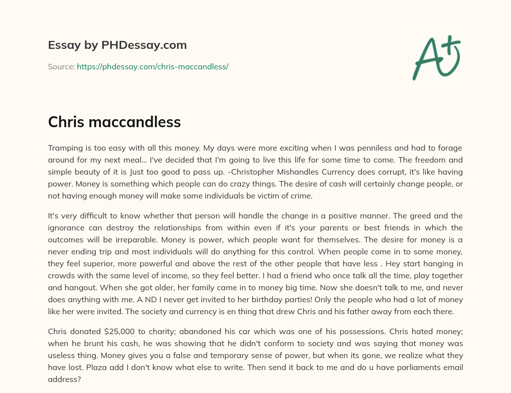 Chris maccandless essay
