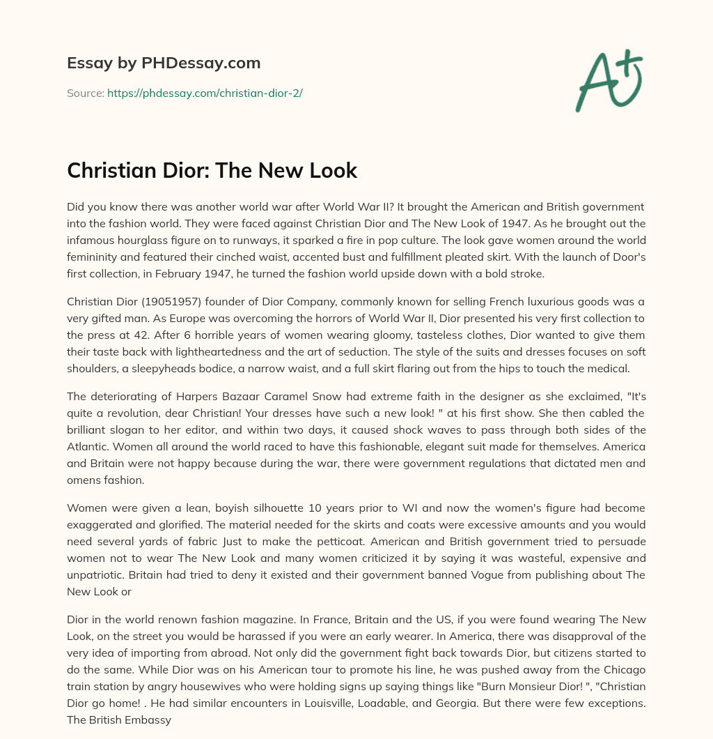 Christian Dior: The New Look essay
