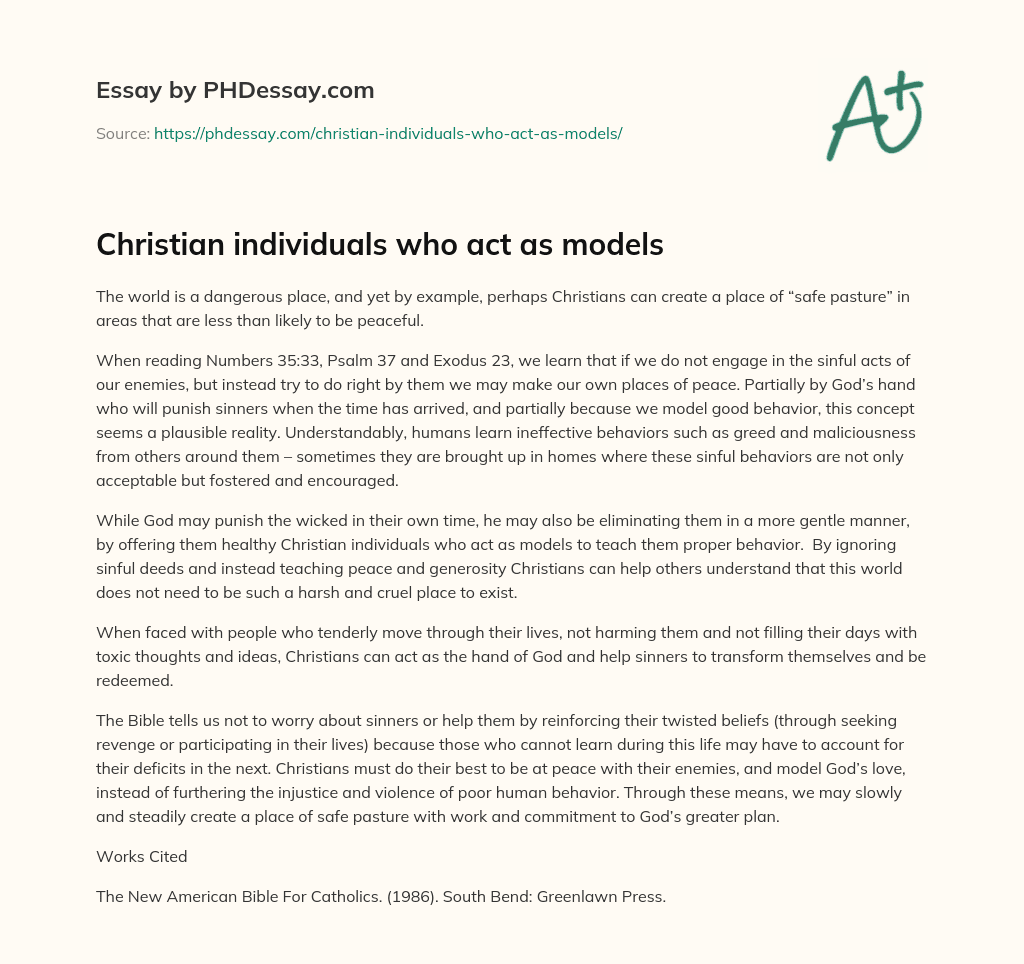 Christian individuals who act as models essay
