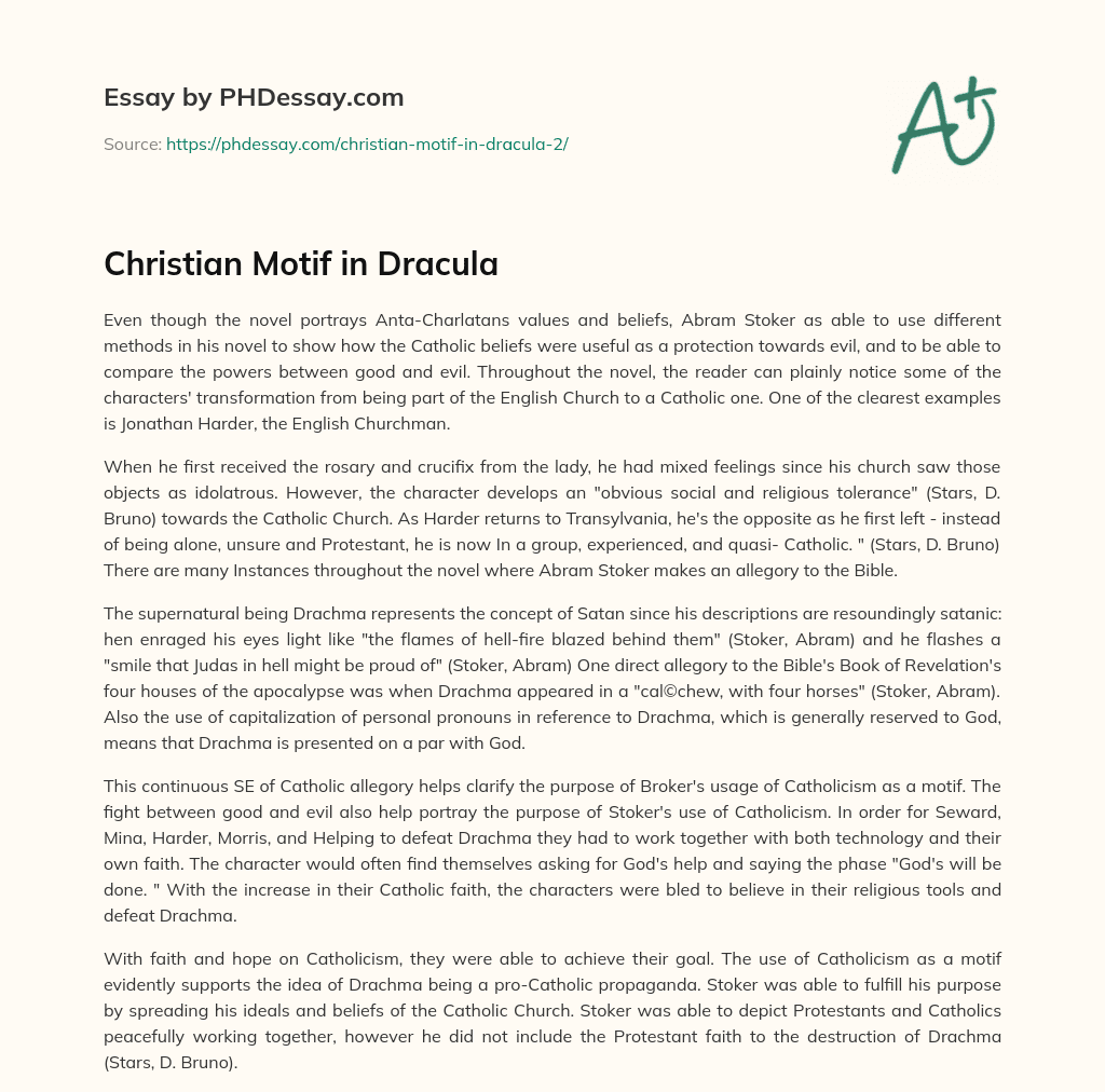 Christian Motif in Dracula essay