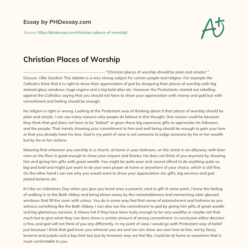 essay about christian worship