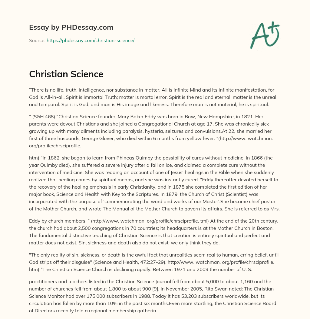 Christian Science essay