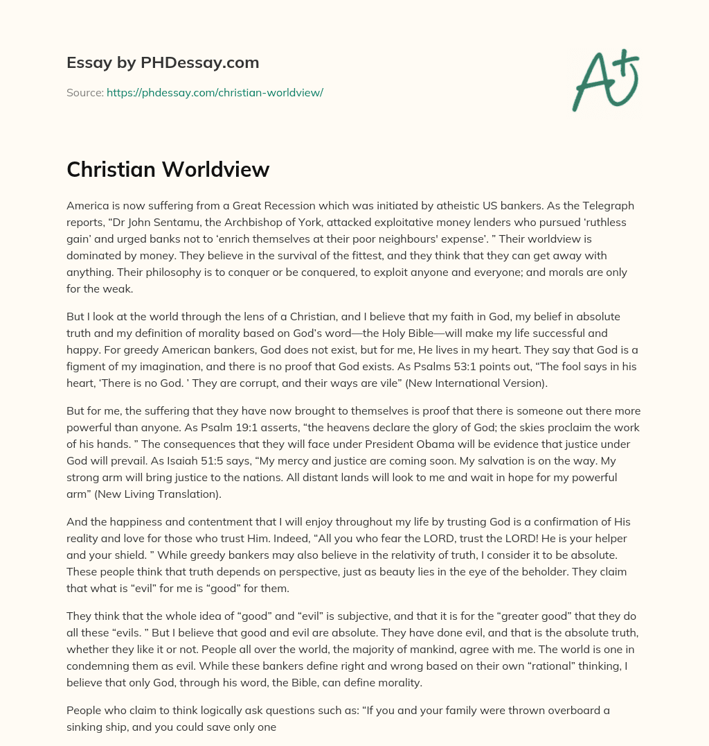 Christian Worldview essay