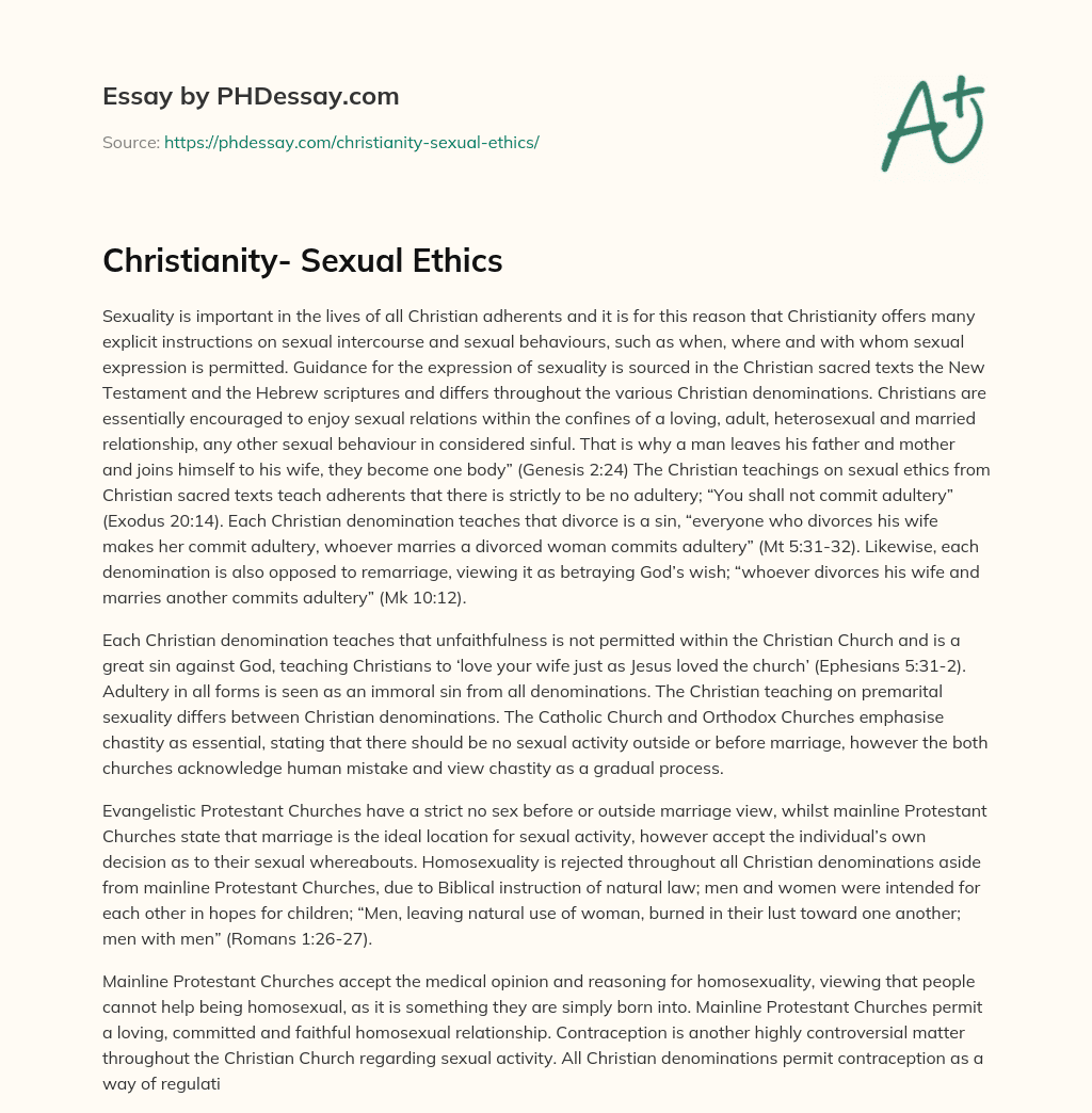 Christianity- Sexual Ethics essay