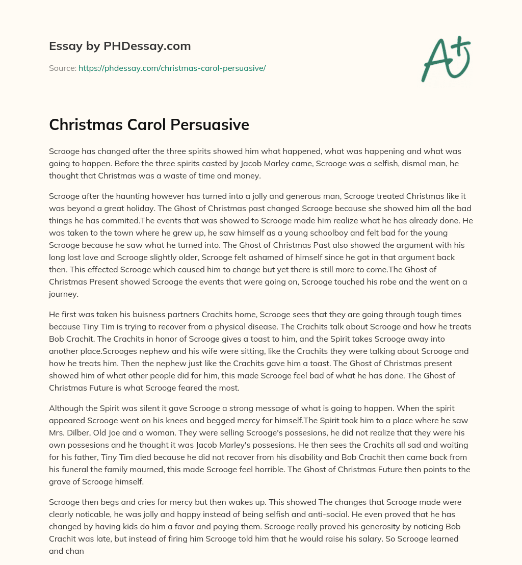Christmas Carol Persuasive essay
