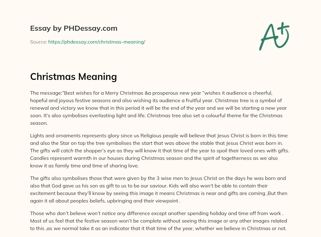 Christmas Meaning essay