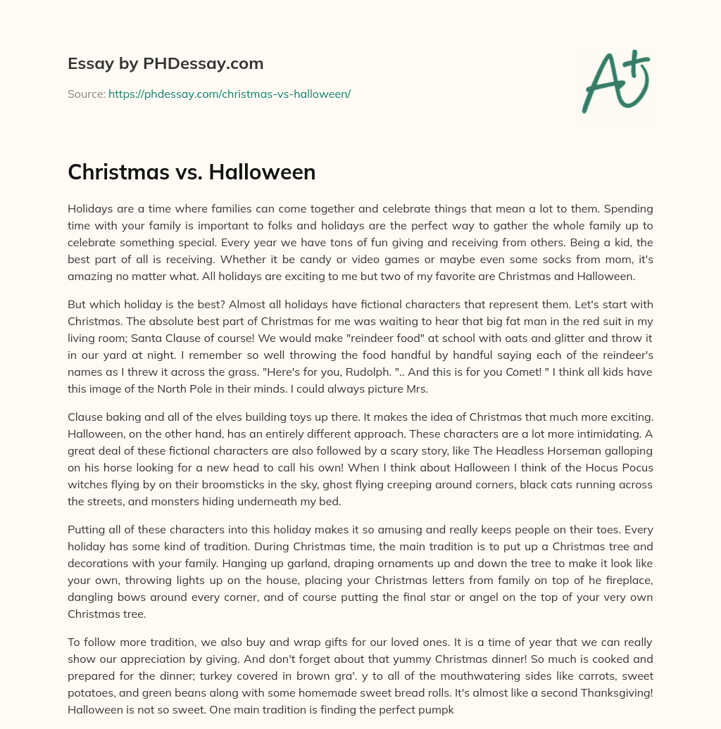 halloween vs christmas essay