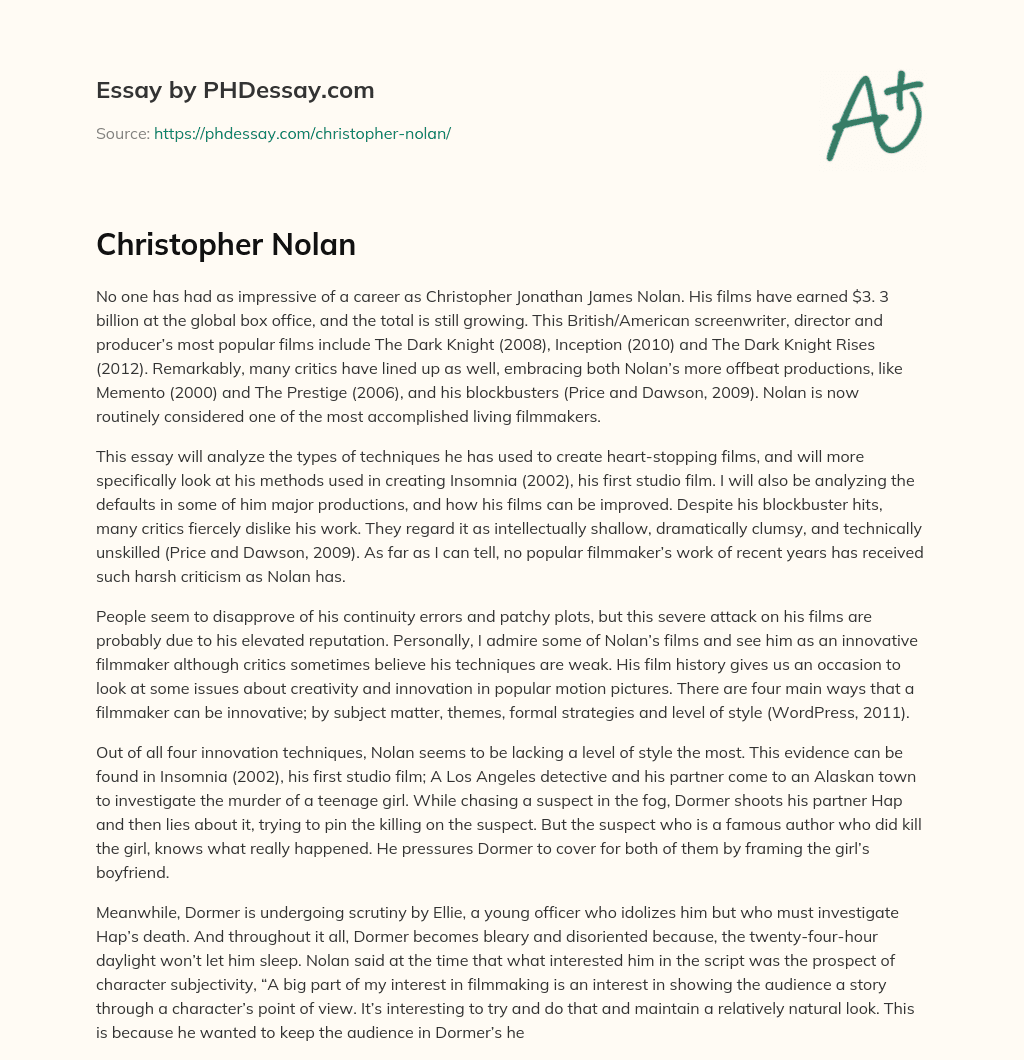 Christopher Nolan essay