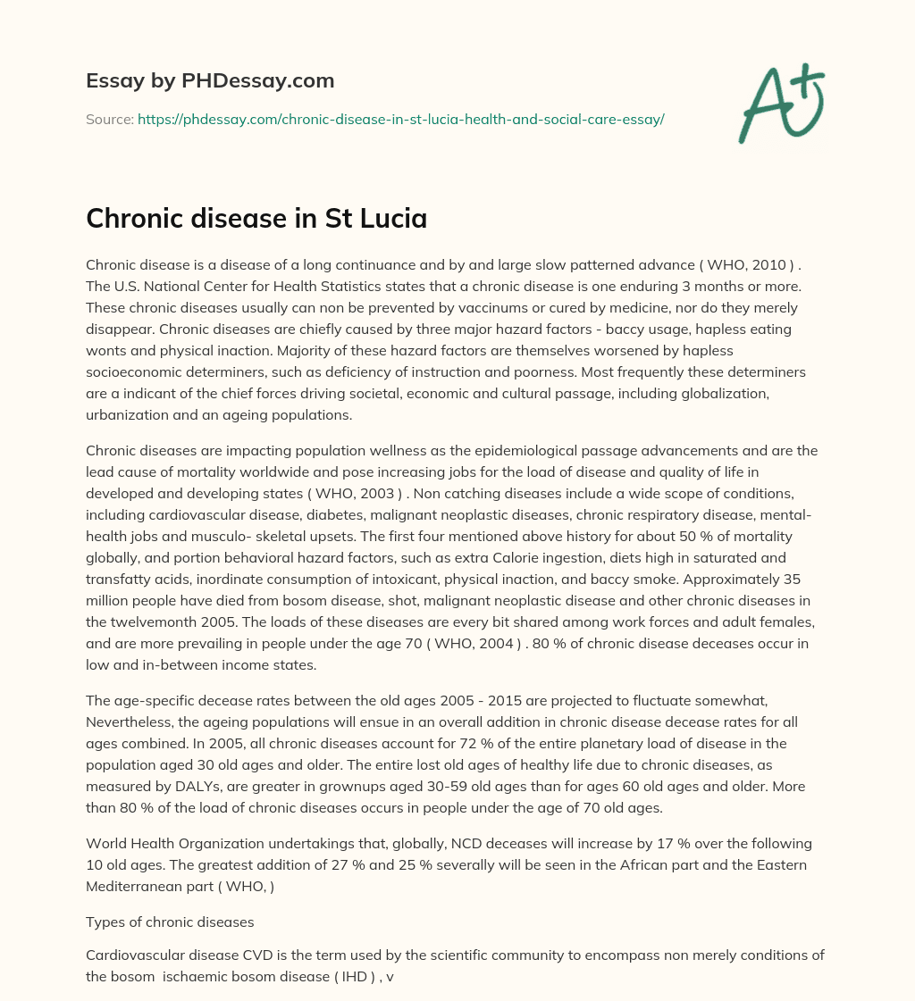 Chronic disease in St Lucia essay