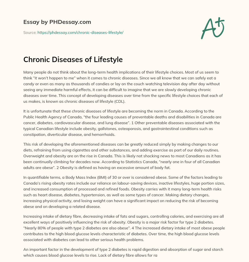 Chronic Diseases of Lifestyle essay