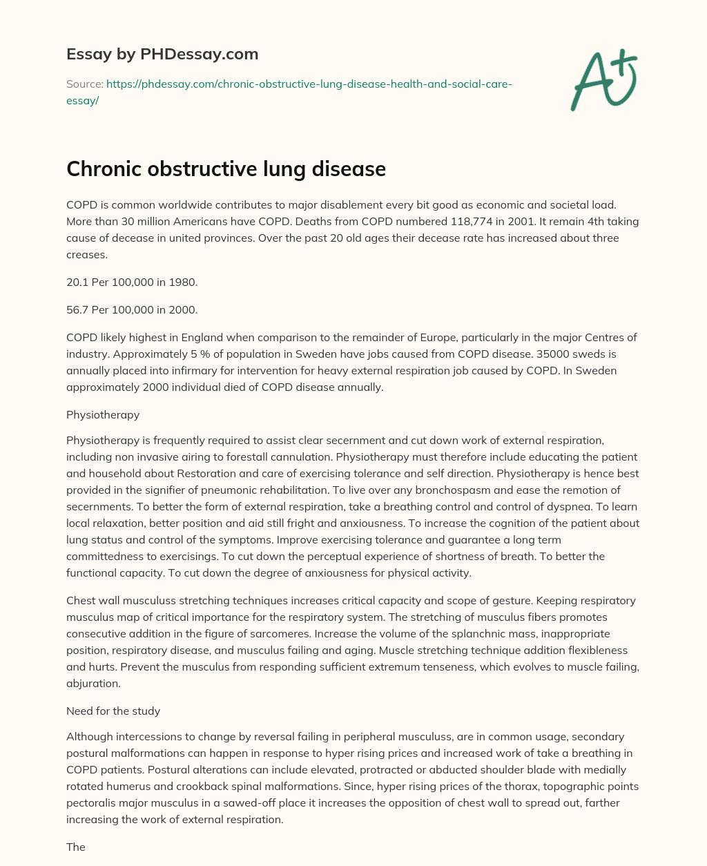 Chronic obstructive lung disease essay