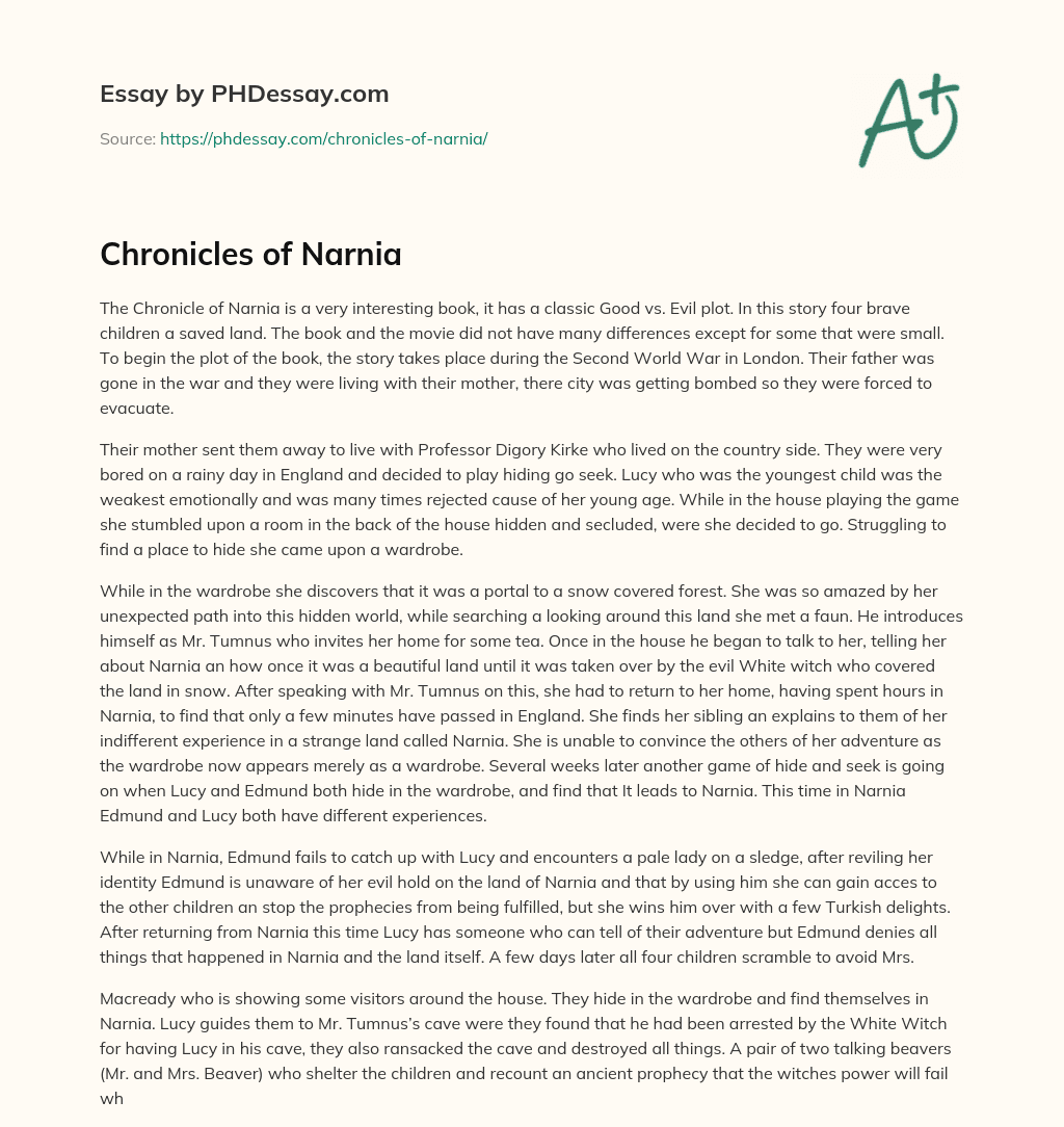 Chronicles of Narnia essay