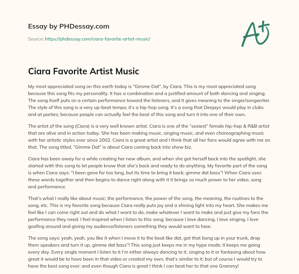 Ciara Favorite Artist Music essay